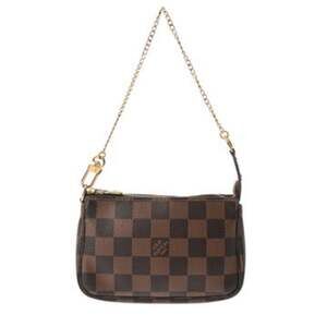 LOUIS VUITTON Authentic Brown Damier Canvas Pochette Pouch